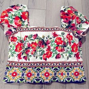 Floral Puff sleeve top Antonio Melani sz 12 Easter spring